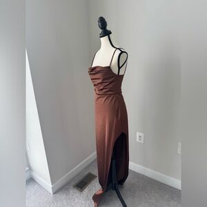 Elegant Brown Asymmetrical Dress